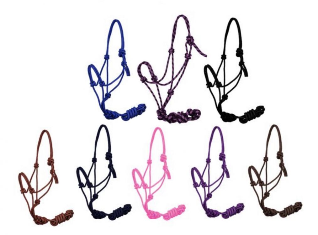 Horse size braided nylon cowboy knot rope halter with 7 Default Shiloh   