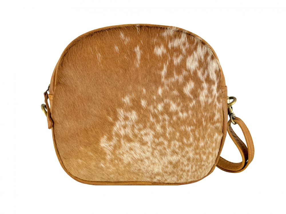 Klassy Cowgirl   Brown &amp; White Leather Crossbody Bag with hair on cowhide Default Shiloh   