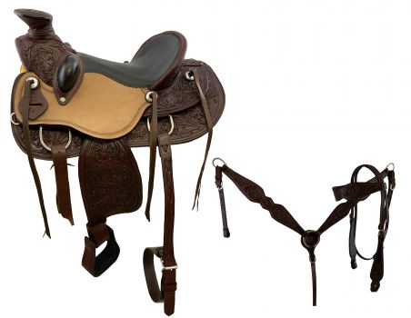 LWS1307: Burgundy Wade Style Economy Roping Saddle Set with Bucking rolls, comes complete with Bri Roping Saddle Showman Saddles and Tack   