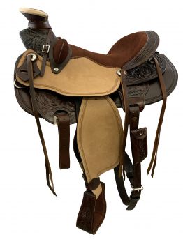 LWS1340: Burgundy Wade Style Economy Roping Saddle Set with Bucking rolls, comes complete with Bri Roping Saddle Showman Saddles and Tack   