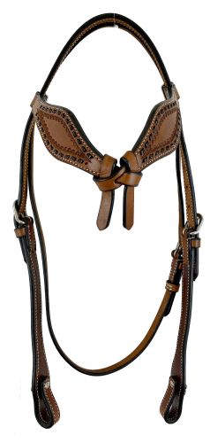 M-108: Showman ®  Medium Brown Argentina headstall with Black Rawhide lacing accent Primary Showman   