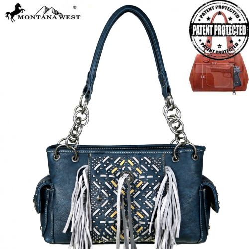 MW440G-8085: Montana West synthetic leather Conceal Carry handbag with fringe tassels, this satche Primary Showman Saddles and Tack   
