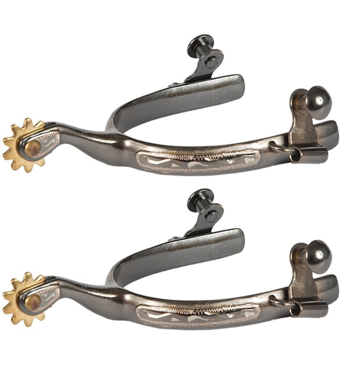 Midnight Blue Steel Silver Roping Spurs-TexanSaddles.com