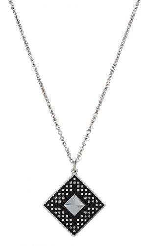 NC2628: Montana Silversmiths Silver and Black Diamond Shaped Pyramid Necklace Primary Showman Saddles and Tack   