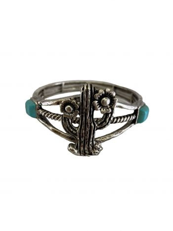 OB09429SBTQS: Western design silver bracelet with cactus motif Primary Showman Saddles and Tack   
