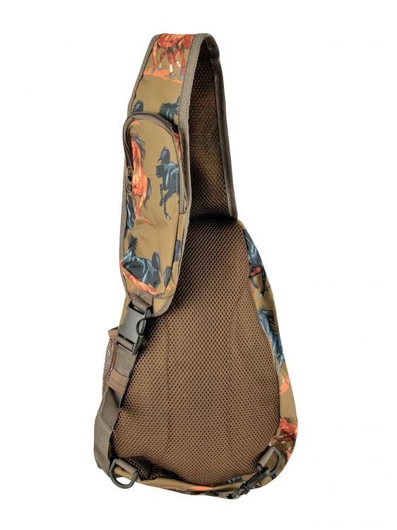 One Strap Backpack with Running Horses Design Default Shiloh   
