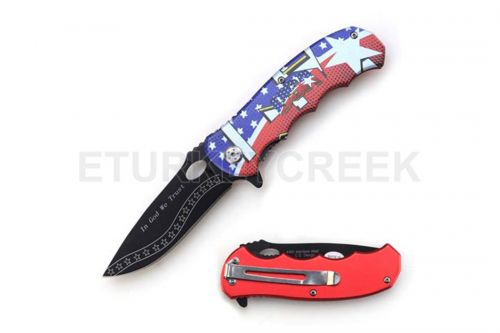 PK963SF2: " In God We Trust " Tactical Folder Spring Assisted Knife Primary Showman Saddles and Tack   