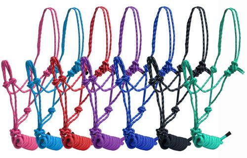 Pony  size  braided nylon cowboy knot rope halter with removable 7 Default Shiloh   