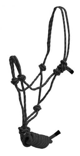 Pony  size  braided nylon cowboy knot rope halter with removable 7 Default Shiloh   