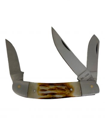 RA-1033-4: 4" Bone handle 3 blade folding knife Primary Showman Saddles and Tack   