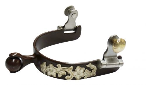 Roller Ball Spur - Ladies Size Stainless Steel With Engraved Silver 257606Q Showman Western Spurs Showman   
