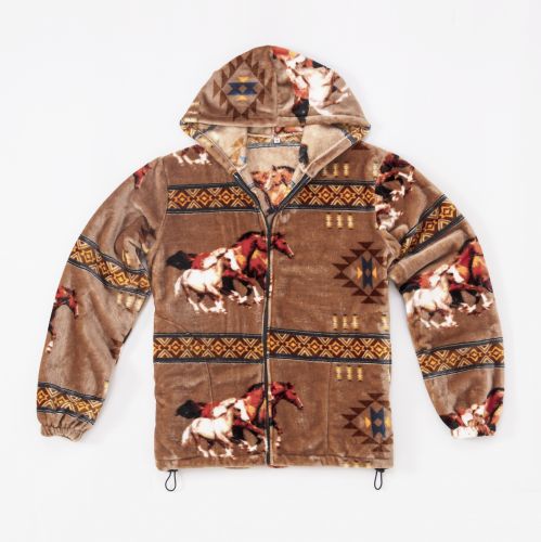 Running Horse Aztec Silk Touch Zip Up Jacket Default Shiloh   