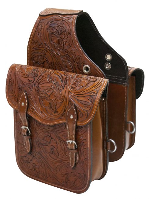 SB-51: Showman ® Tooled leather saddle bag Saddle Bag Showman   