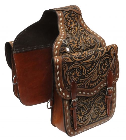 SB-58: Showman ® Tooled leather saddle bag Saddle Bag Showman   