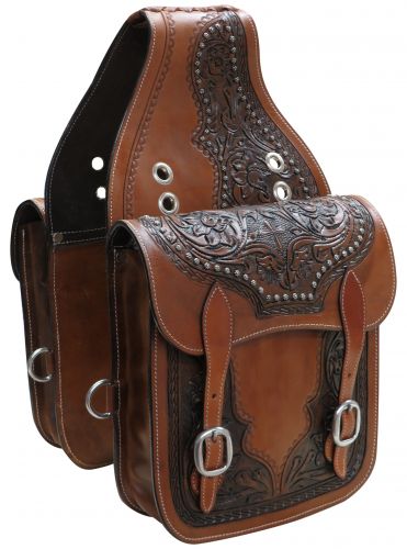 SB-59: Showman ® Tooled leather saddle bag Saddle Bag Showman   