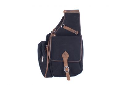 SB-68: Showman ®   Black Canvas deluxe  saddle  bag  with flap over  closure  and leather  buckle Saddle Bag Showman   