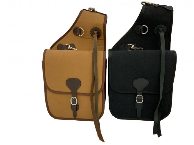 SB-70: Showman ® Deluxe canvas saddle bag  with flap over closure with leather buckles Saddle Bag Showman   