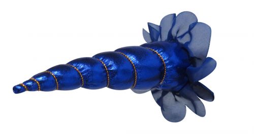 SP2017-002D: 6" Metallic blue clip-on unicorn horn with gold lacing Unicorn Horn Showman Saddles and Tack   