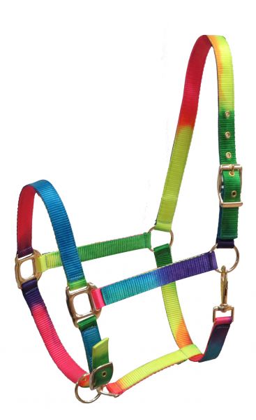 SS-02: Showman ® Full Size Neon rainbow halter with adjustable nose Primary Showman   