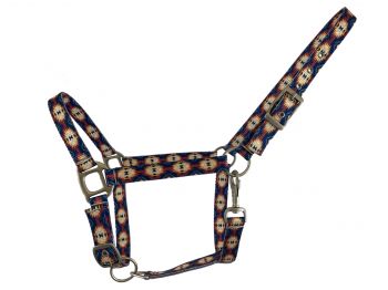 SS-10: Showman® Premium Nylon Horse Sized Halter with Black and Brown southwest design Primary Showman   