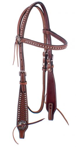 ST-119: Showman ® Basket Tooled Browband Argentina Cow Leather Headstall Headstall Showman   