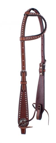 ST-120: Showman ® Basket Tooled One Ear Argentina Cow Leather Headstall Headstall Showman   