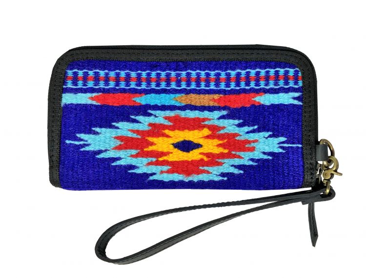 Showman  ® 100% Wool Dark Blue  Southwest Design Saddle Blanket Wallet Default Shiloh   