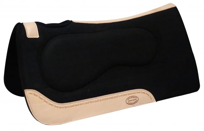 Showman ® 32" x 31" Black Felt Built-Up Pad with Tan Argentina Cow Leather Trim 22853 Western Saddle Pad Showman   