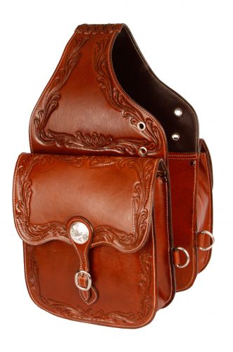 Showman ® Acorn tooled leather saddle bag Default Shiloh   