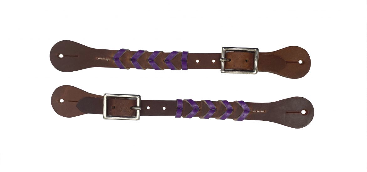 Showman  ®  Argentina Cow Leather Braided Ladies Spur strap with accent leather color and buckles Default Shiloh   