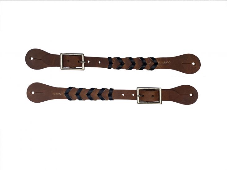 Showman  ®  Argentina Cow Leather Braided Ladies Spur strap with accent leather color and buckles Default Shiloh   