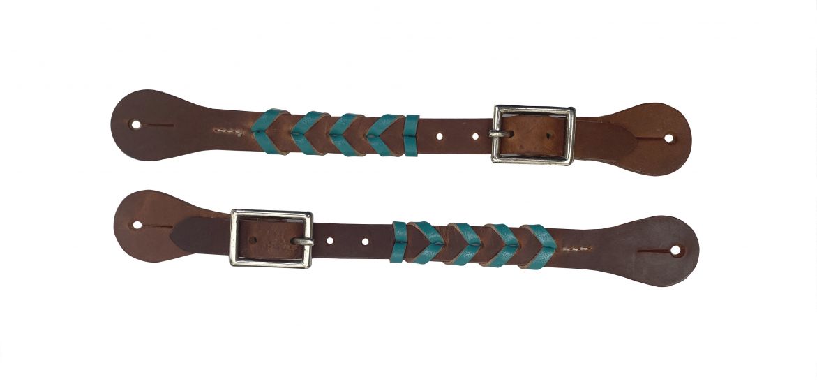 Showman  ®  Argentina Cow Leather Braided Ladies Spur strap with accent leather color and buckles Default Shiloh   