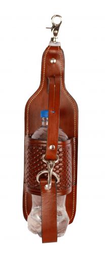 Showman ® Basketweave tooled leather bottle holder Default Shiloh   