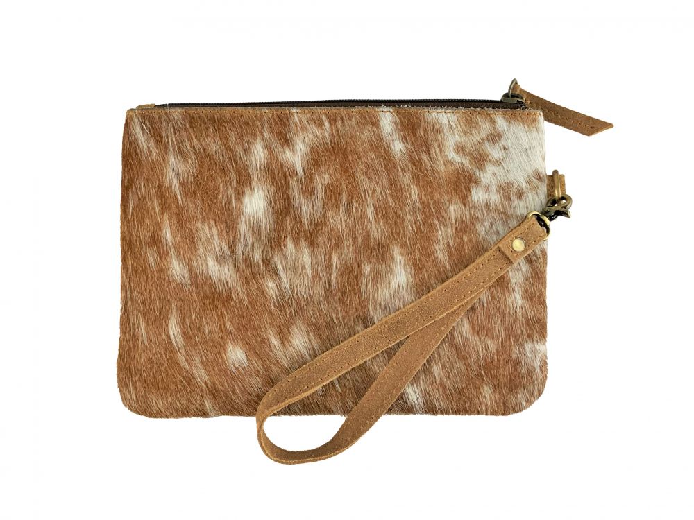 Showman Leopard Printed Hair on Cowhide Clutch Wristlet