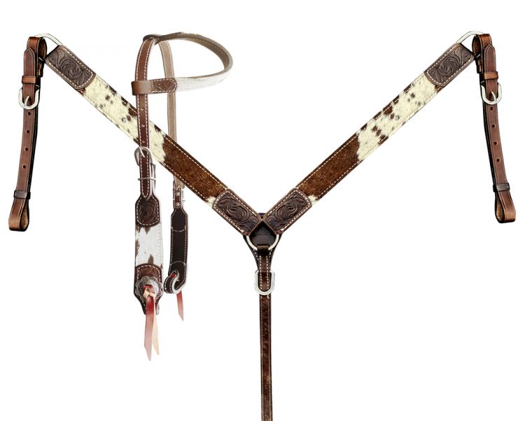 Western Horse Hair on Leather Tack Set One Ear Bridle + Breast Collar
