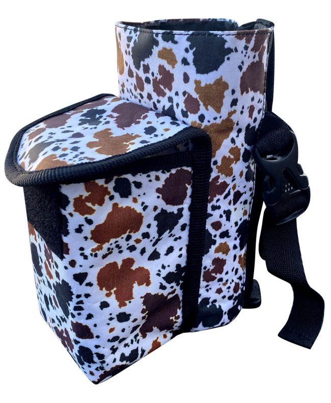 Showman  ® Cow print insulated nylon bottle carrier with pocket Default Shiloh   