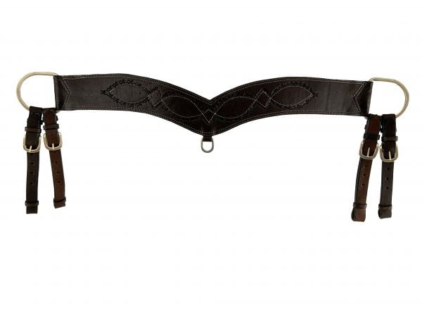 Showman  ® Dark Oil Argentina Cow Leather Barbwire tooled tripping collar Default Shiloh   
