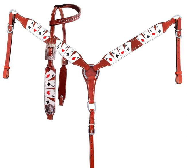 Showman  ® "Four of A Kind" Print One Ear Headstall and Breast collar Set Default Shiloh   