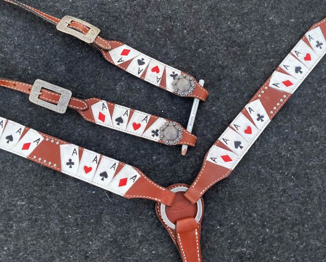 Showman  ® "Four of A Kind" Print One Ear Headstall and Breast collar Set Default Shiloh   