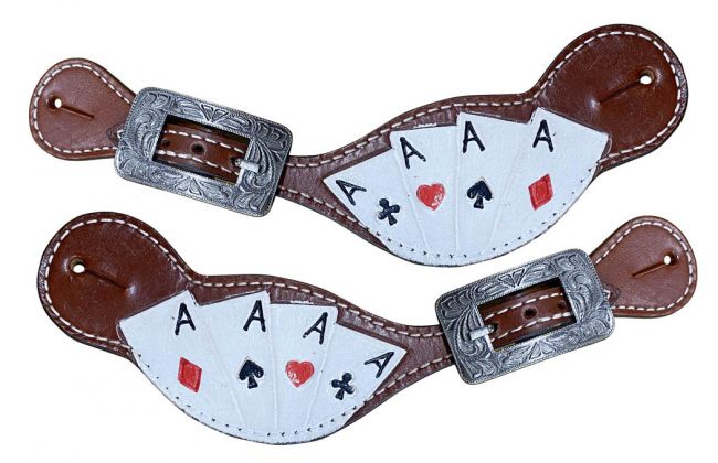 Showman  ® Ladies "Four of a Kind" painted leather spur straps Default Shiloh   