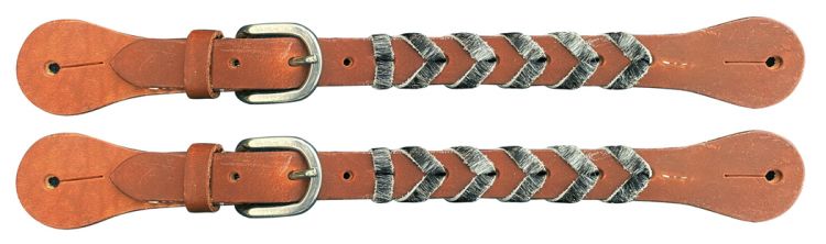 Showman ®  Ladies size spur straps with hair on cowhide lacing made of argentina cow leather Matches 27525, 16802, 14550, 14551, 14552, 14549, 19694, 177892, 177893 Default Shiloh   