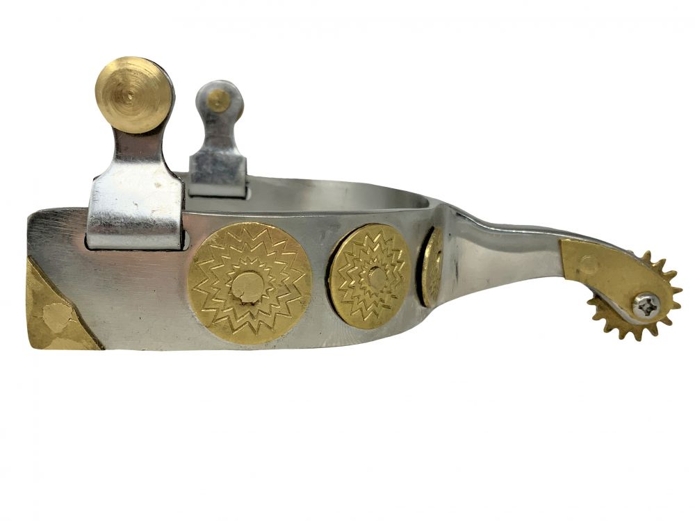 Showman ®  Men's Stainless Steel S spurs with brass accents Default Shiloh   