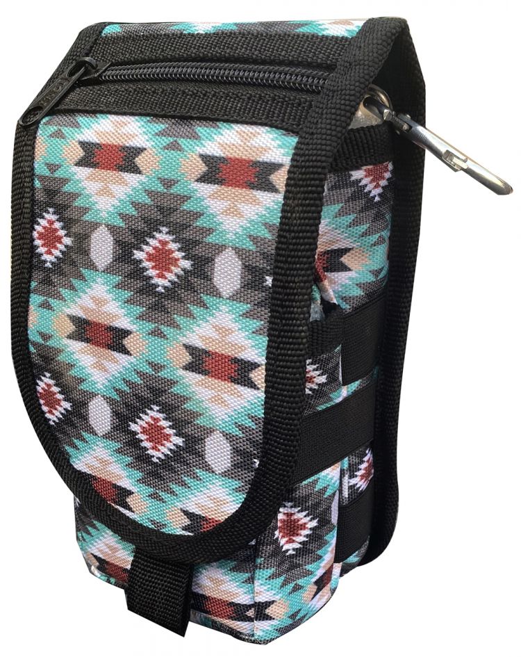 Showman®  Teal Aztec design codura cell phone/accessory case with Velcro closure and zipper pocket Default Shiloh   