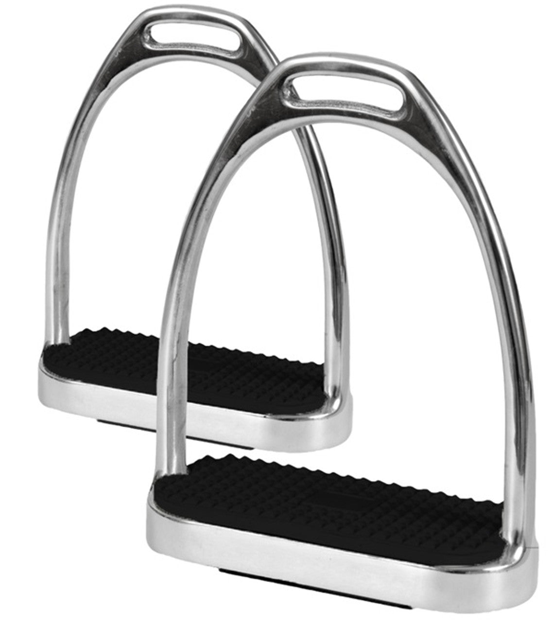 Stainless Steel Fillis Stirrups with Black Pads-TexanSaddles.com