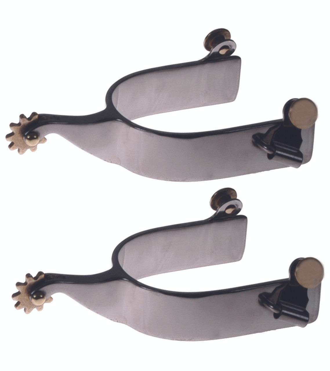 Stainless Steel Roping Spurs with Smooth Band-TexanSaddles.com