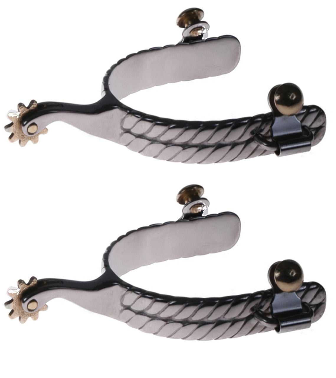Stainless Steel Spurs 3/4" Braided Band-TexanSaddles.com