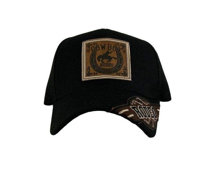 Stamped Cowboy Rodeo Patch Ballcap with Bucking Horse decal , and Rodeo Embroidered Bill Default Shiloh   