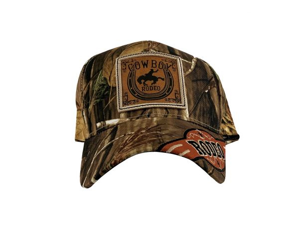 Stamped Cowboy Rodeo Patch Ballcap with Bucking Horse decal , and Rodeo Embroidered Bill Default Shiloh   