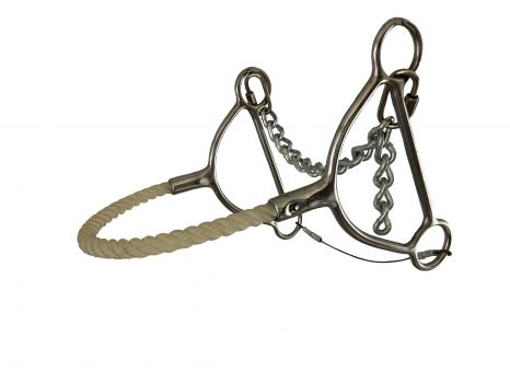 T5960: REINSMAN Stainless Steel Hackamore with Rope Noseband, cheeks measure 6" Bits Showman Saddles and Tack   