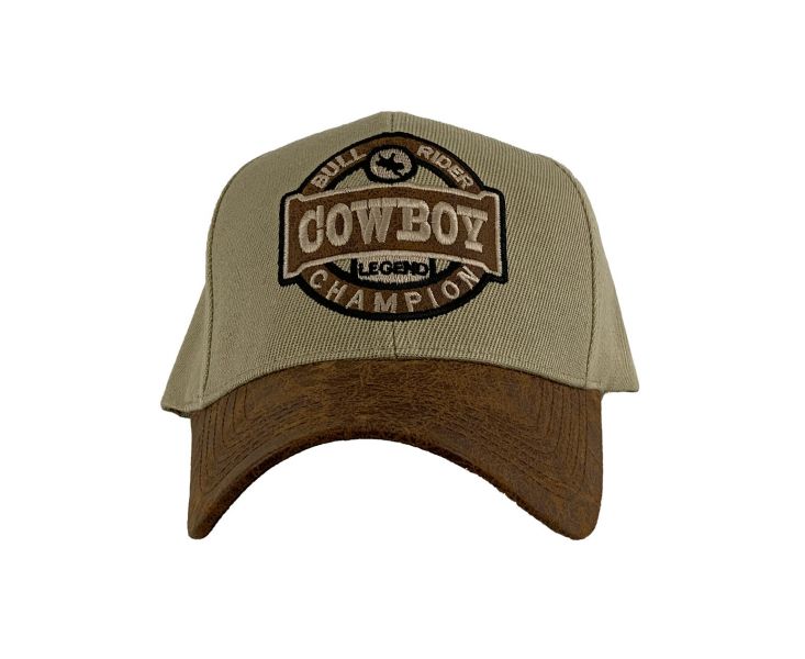 Tan Cowboy Ballcap with Bull rider decal Default Shiloh   